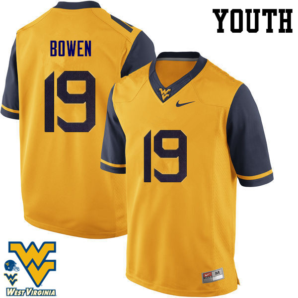 NCAA Youth Druw Bowen West Virginia Mountaineers Gold #19 Nike Stitched Football College Authentic Jersey MR23O41XB